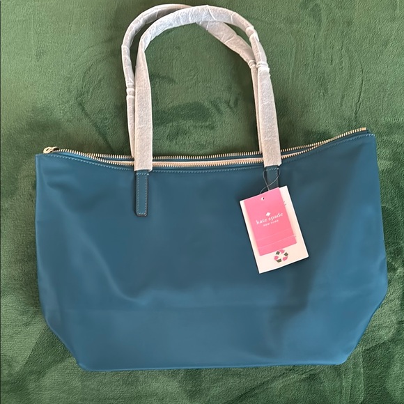 NWT Kate Spade Dark Turquoise Tote with Durable Handles and Sleek Design - Picture 4 of 8